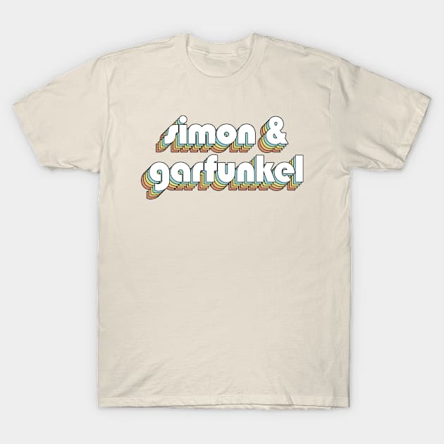 Simon And Garfunkel - Retro Rainbow Typography Faded Style T-Shirt by Paxnotods